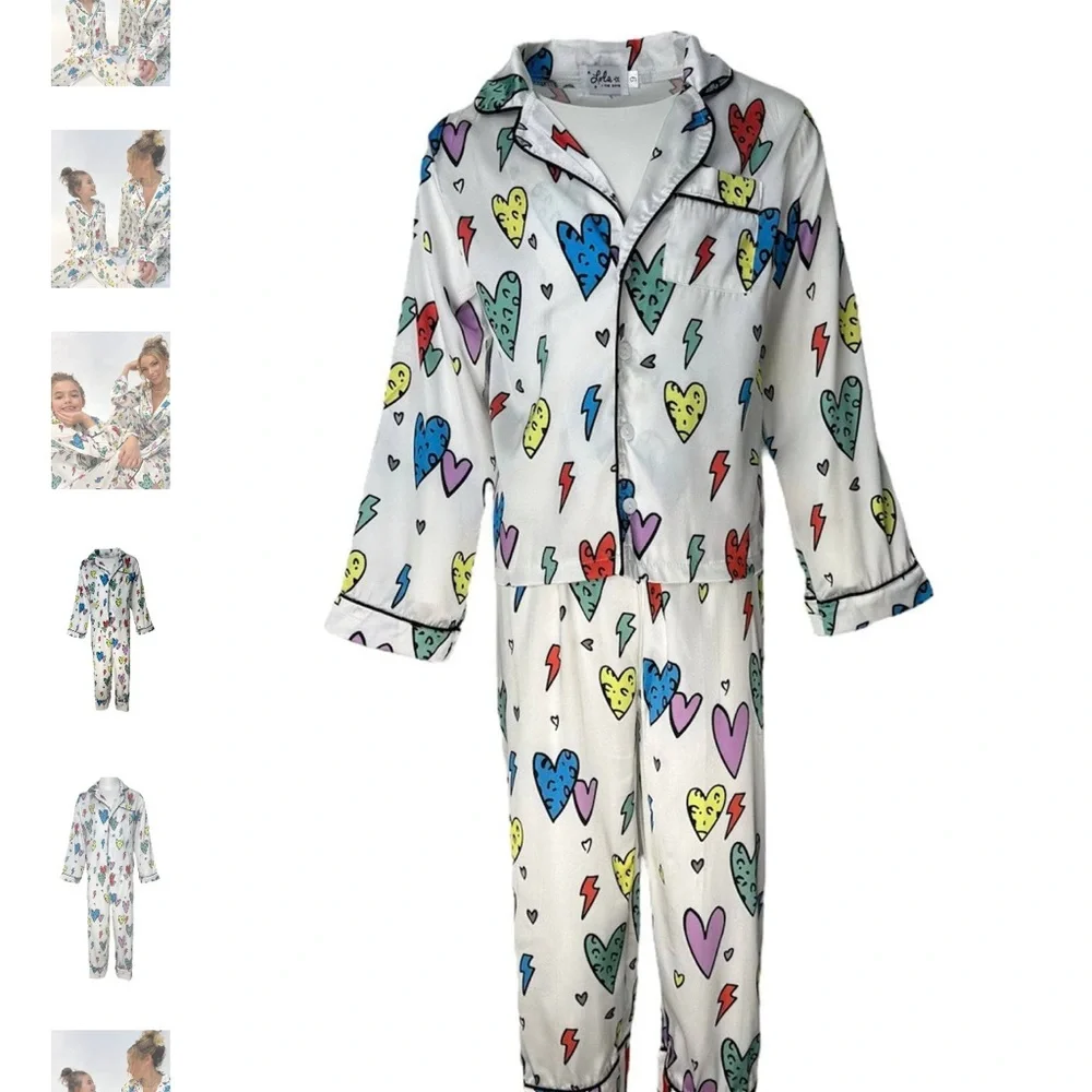 Lola And The Boys🌈 Colorful Heart Print Kids Pajamas
